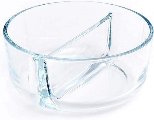 Miniatura 3 de Biandeco Recipiente de vidrio para almacenamiento de alimentos, 2 compartimentos con tapa, recipientes de vidrio para almuerzo, recipientes de