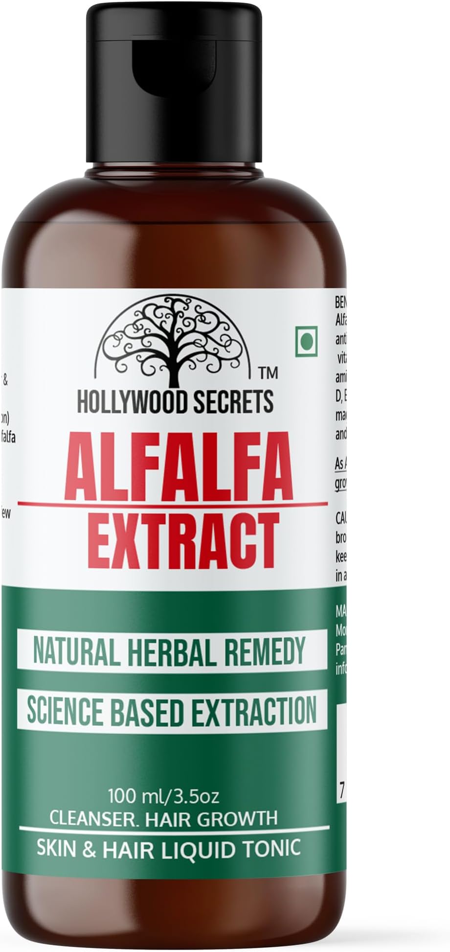 Pure 85% Alfalfa Liquid Botanical Extract | Prevent Dry Skin | Hair Growth | Cleanser |100ml