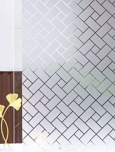 Miniatura 1 de Película de privacidad para ventana de 17.7 x 157 pulgadas, diseño de cuadrícula oblicua, película de vidrio esmerilado, calcomanías opacas para