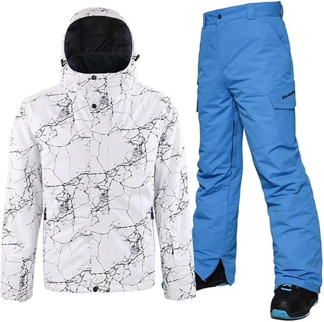 HOTIAN Men's Ski Jacket and Pants Set Snowboard Suit Waterproof SOutdoor Winter Snow Jackets Windproof Mountain Snowsuit
