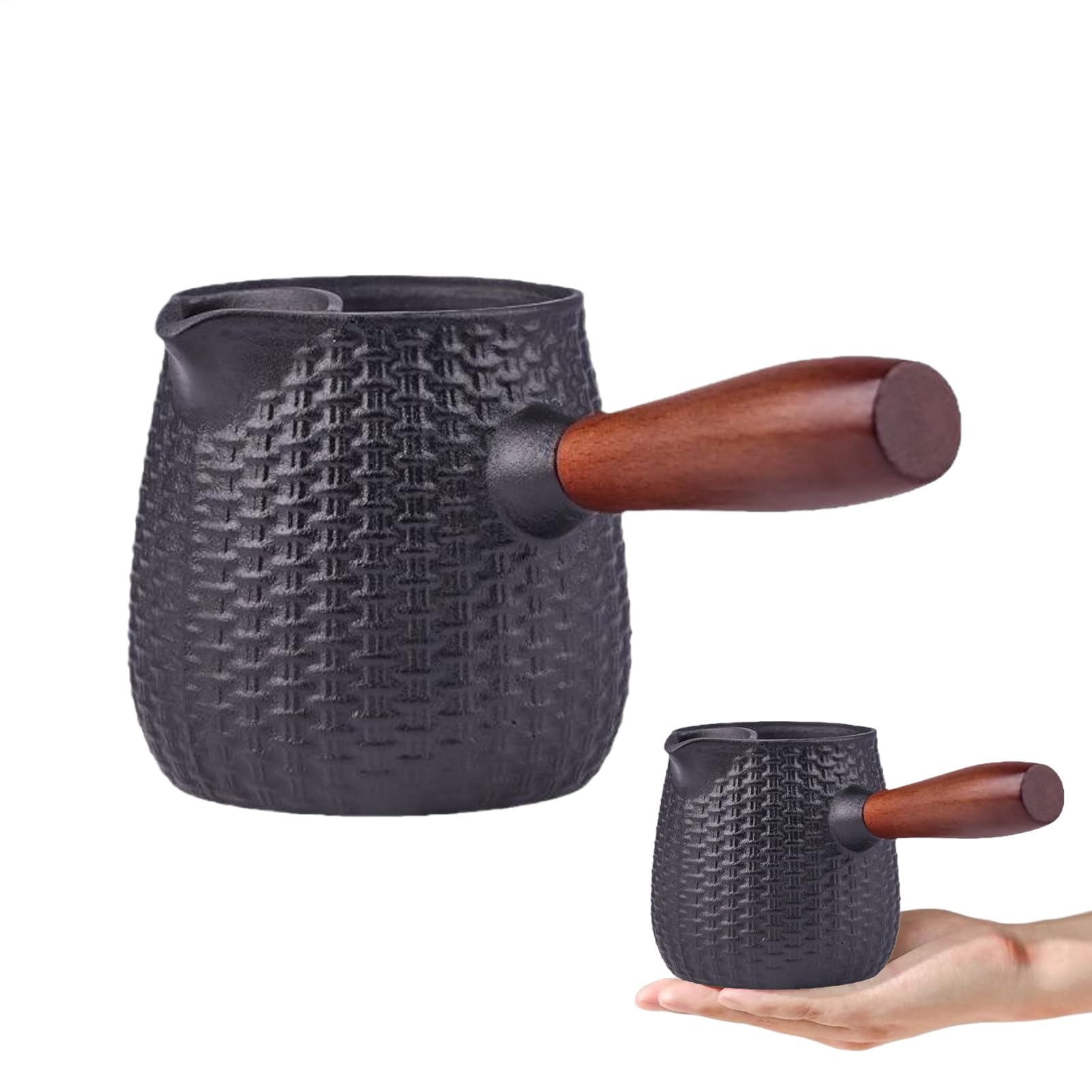 Théière En Fonte D'une Capacité De 600ml Pour Cuisinière Avec Réchauffeur | Bouilloire en Fonte avec Poignée en Bois Pour Adultes et , Maison, Camping et