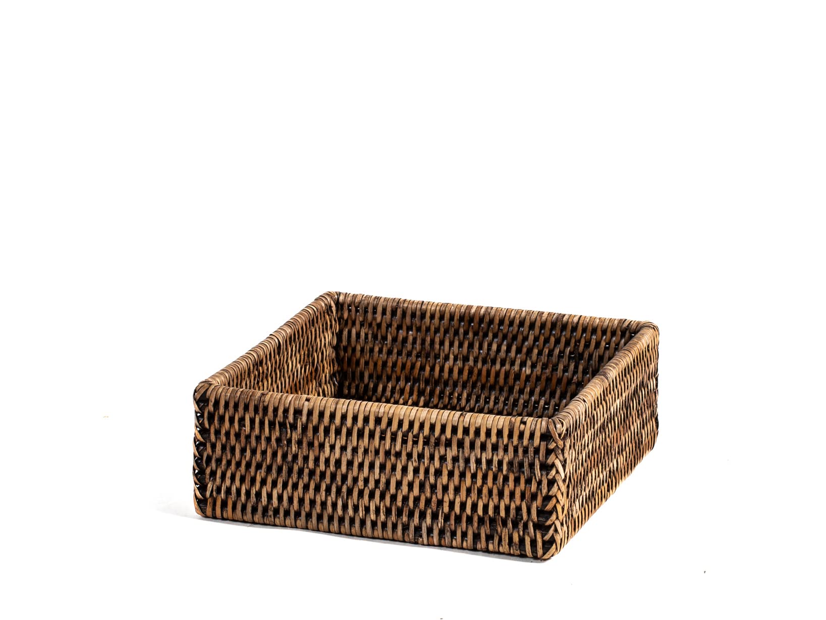 Panier carré en rotin H&H 19cm boîte rangement vide-poche naturel