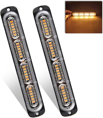 Emergency Warning Strobe Lights, Universal 2 Pack 24 LED 72W Flashing Surface Mount Amber Caution Construction Hazard Warning Beacon Light Bar for Car Truck Boat ATVs 12-24V