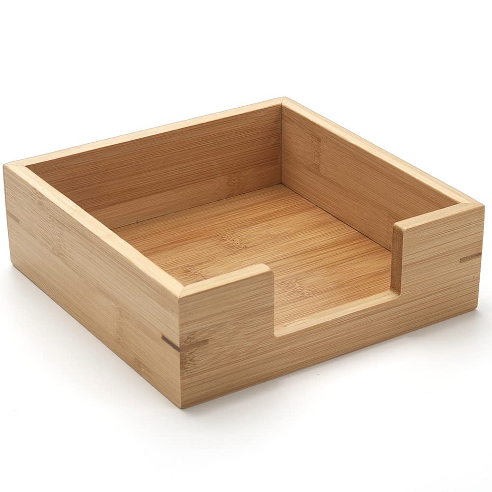 Portatovaglioli in Bambù Quadrato, Vassoio per Tovaglioli in Legno per Tavolo, Portatovaglioli Legno Decorativo per Cucina, Bagno