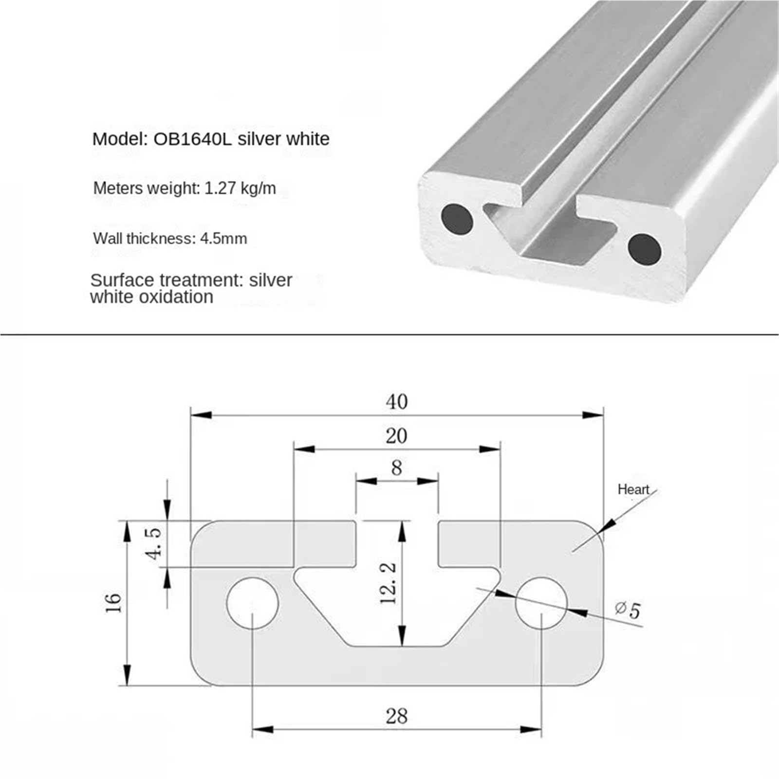 GTPBAO Profilo in alluminio anodizzato 16x40mm, standard europeo 1640, telaio for guide lineari for linee di montaggio industriali, scaffalature di arrampicata Binario estruso(Nero,850mm long)