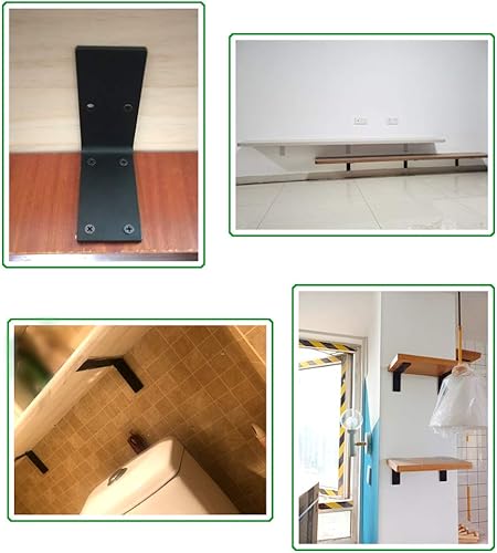 Miniatura 7 de Soporte de estante de hierro sólido industrial rústico para decoración de pared, soporte flotante de 90 grados, soporte de estante de esquina para