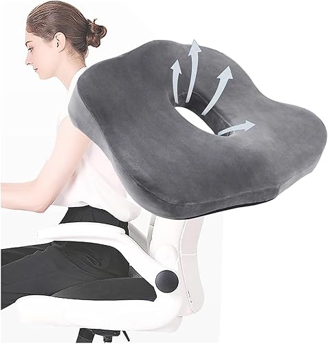 Miniatura 8 de LAMPPE Cojín ergonómico para silla de oficina, almohada para hemorroides hecha de espuma viscoelástica, cojín para dolor de coxis para cadera,