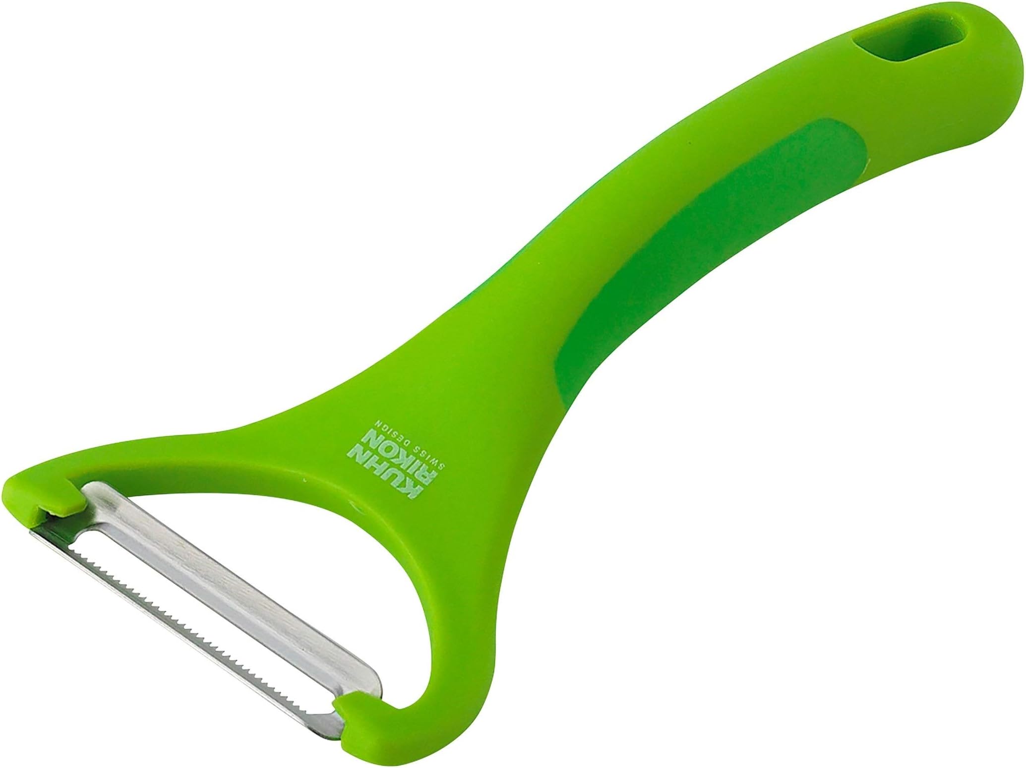 Piranha Y Peeler with Serrated Stainless Steel Blade, Green, 6.25 inches