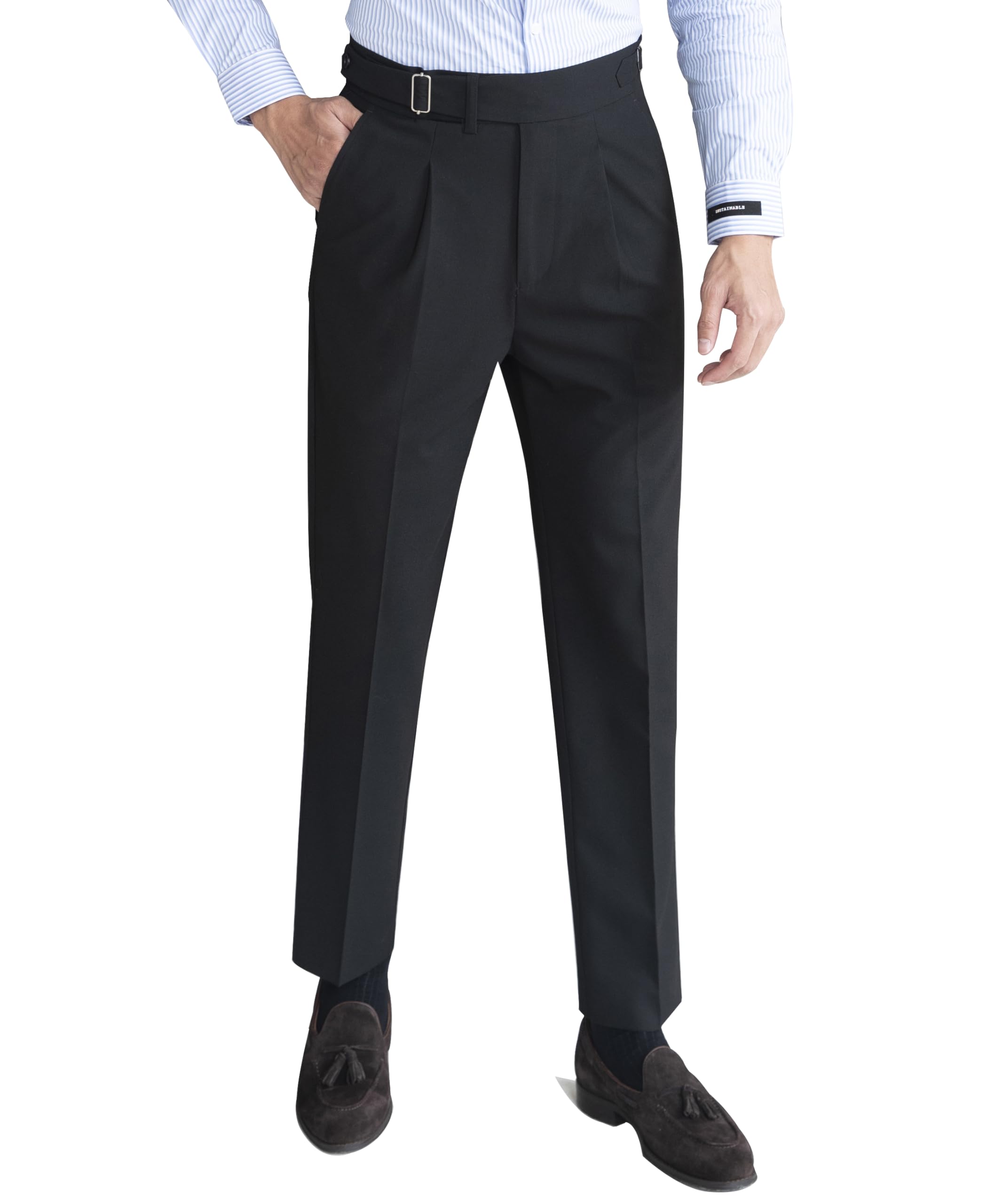 Pantalon Habillé Homme, Taille Haute, Coupe Droite Classique, Style Gurkha Vintage, Gris