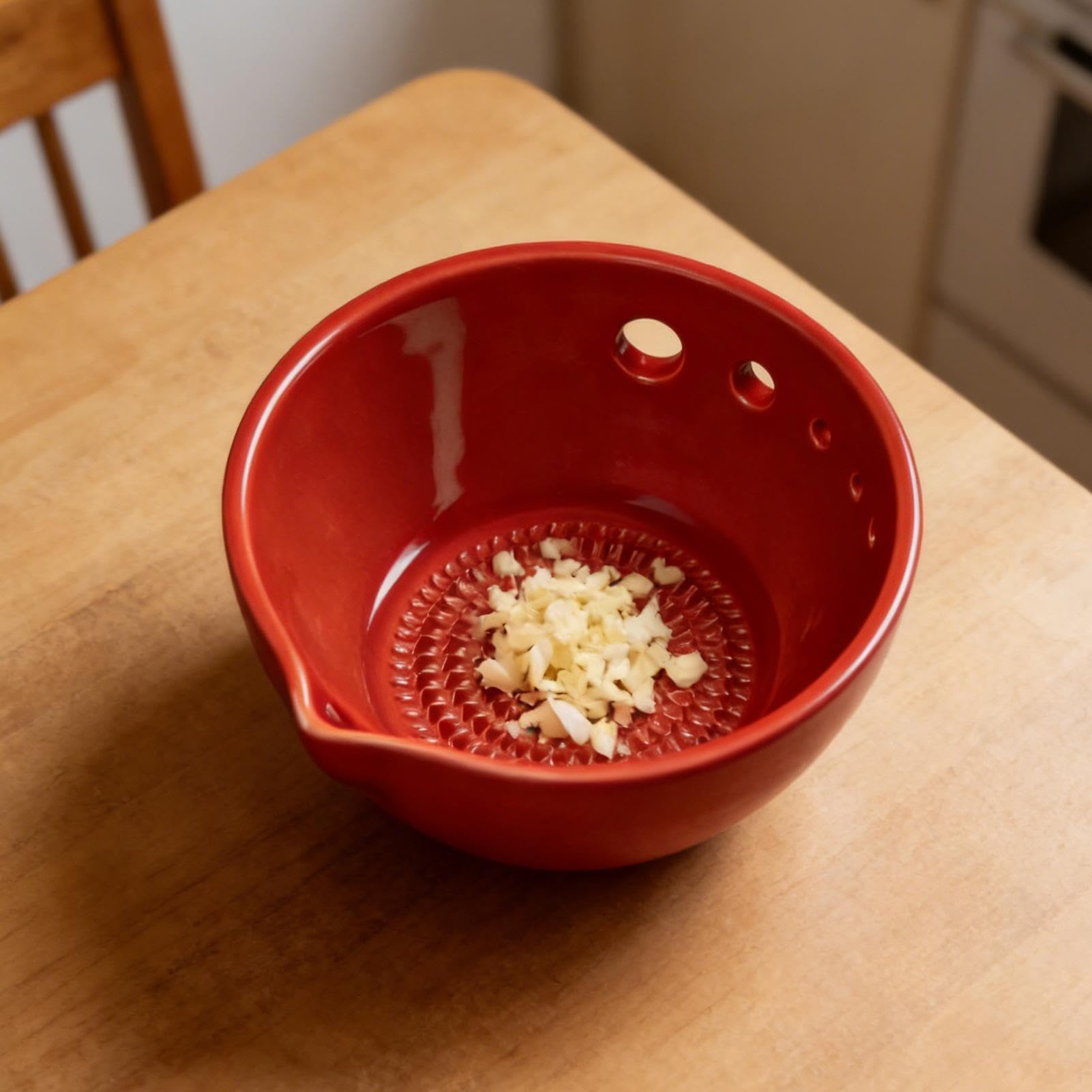 Mini Garlic Grater Bowl - Culinary Dish for Crushing Spices | Sturdy Porcelain with Raised, Non Slip Base, Compact Design for Garlic, Ginger Aromatic 2.76x2.76 in
