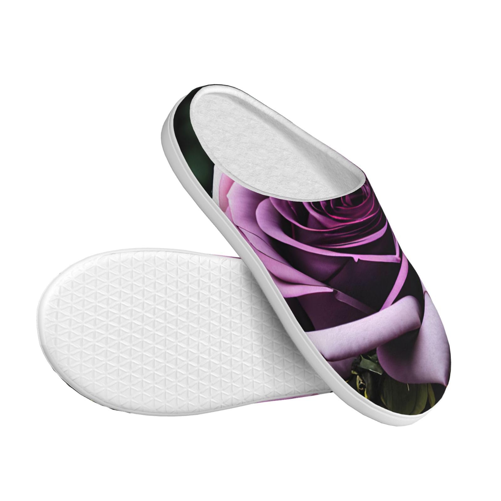 Nero Blackgound Rose Stampa Adulto TPR Pantofole Lavabile per Uomo e Donna Traspirante e Accogliente Scarpe invernali