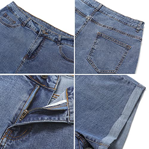 Image of CHICZONE Womens Mid-High Waisted Stretchy Denim Jean Shorts