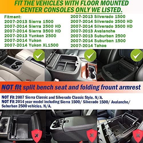 Tacorbo Center Console Organizer Tray For 07-2014 Gmc Sierra 2500 3500 Yukon Xl Silverado 2500 3500 Suburban 1500 Tahoe / 07-13 Gmc Sierra 1500 Chevy Silverado Suburban 2500 Avalanche Accessory - Red #TOP1