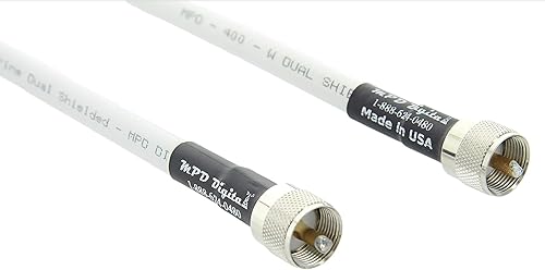 MPD Digital MPD-400 PVC blanco Superflex RF Marine 50 ohmios MPD400 Cable coaxial con UHF PL259 conectores macho de engarzado, 125 pies