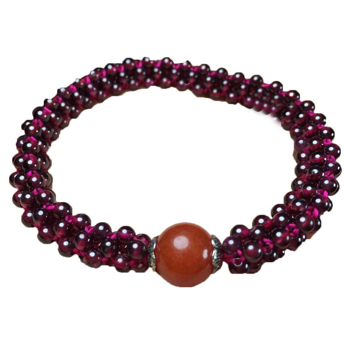Bracelet Grenat naturel rouge vin cordon ajustable macramé - 6