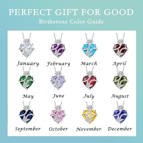 Miniatura 6 de FJ Collar de plata con piedra preciosa de mariposa infinita para mujeres y damas, joyería de flores y mariposas con piedra natal