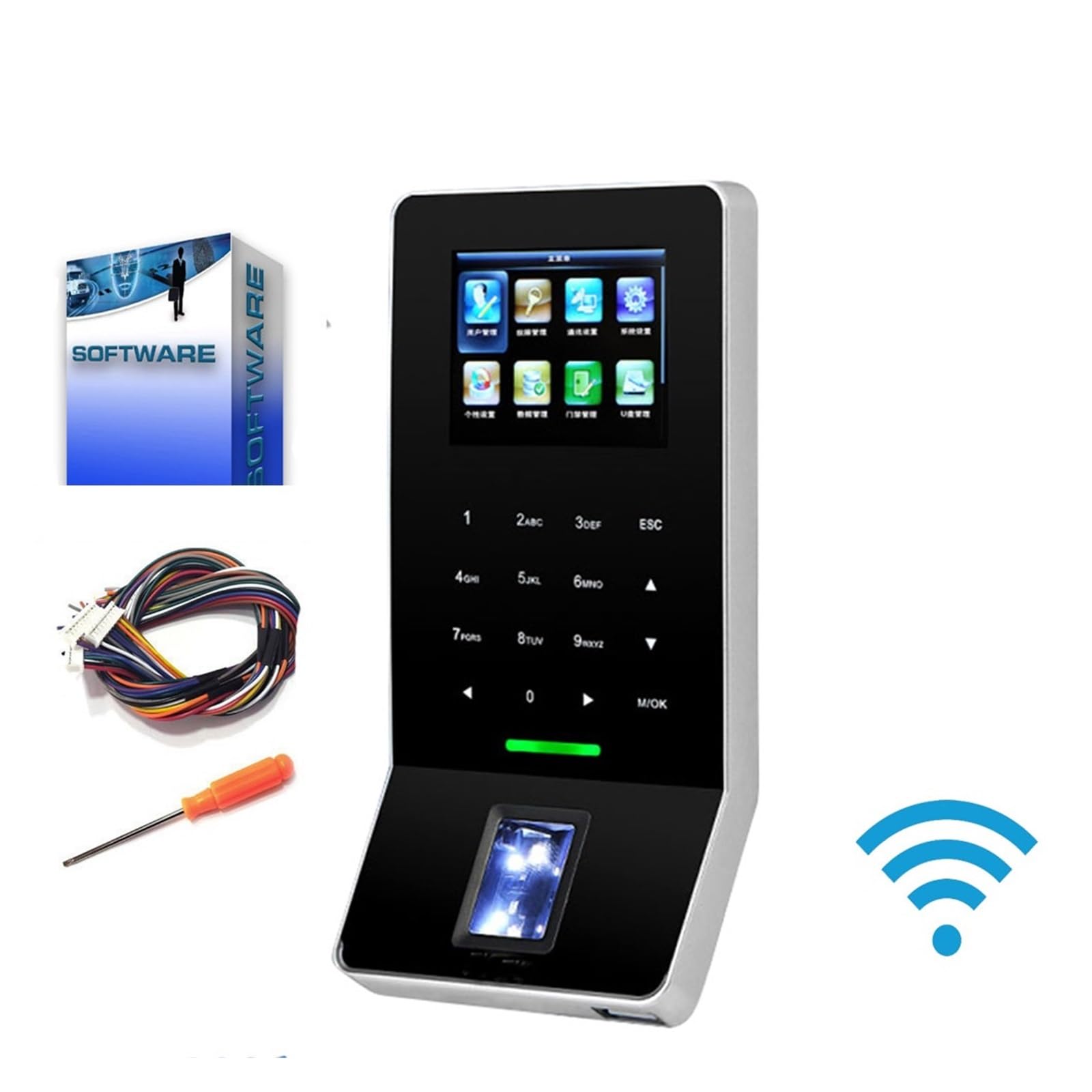 de Control de Acceso de puerta biométrico con huella dactilar, WIFI, USB, pantalla a Color, tiempo de asistencia, lector de tarjetas RFID opcional Conexión rápida(BASIC WIFI)