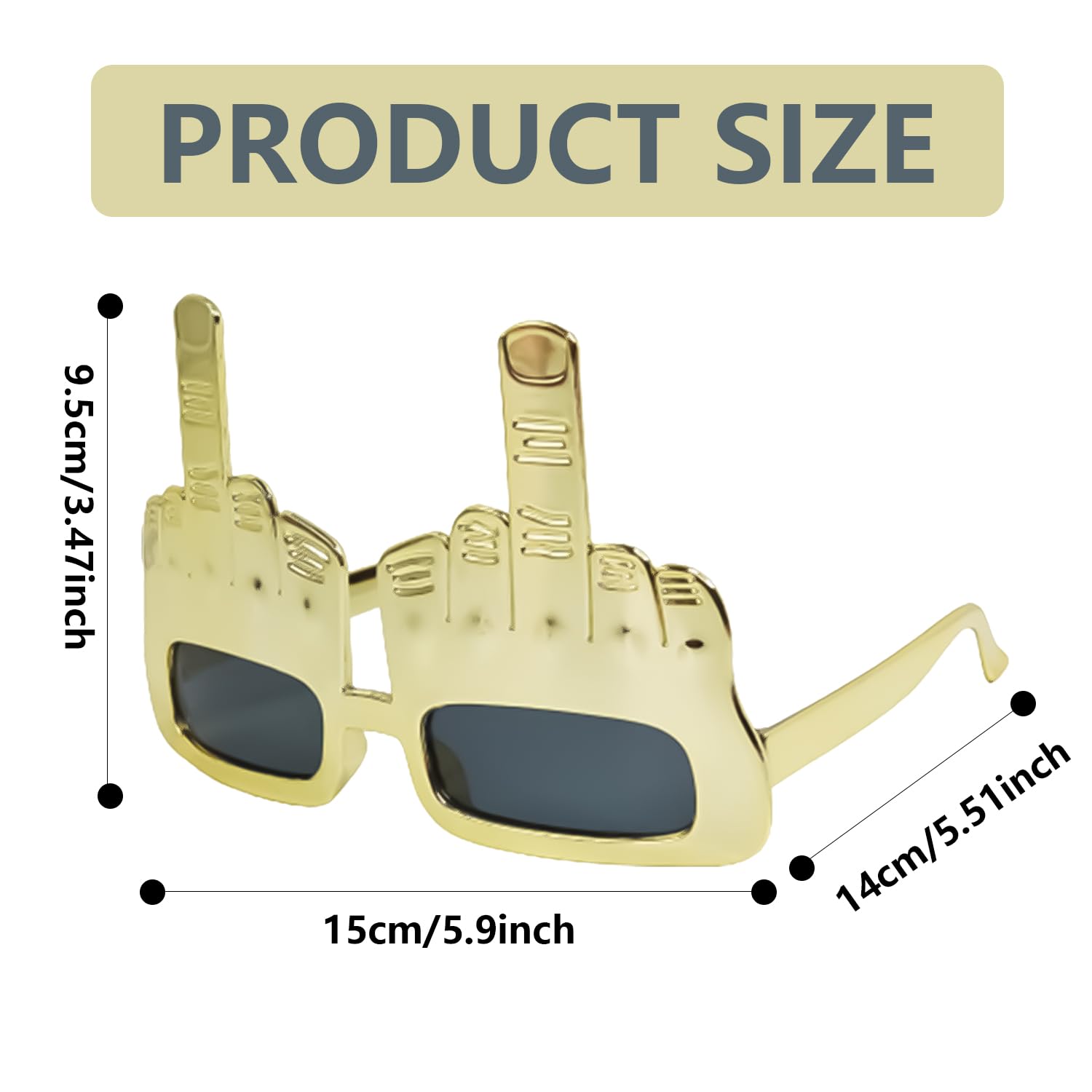 HAICN 3Pieces Sunglasses with Finger Halloween Middle Finger Novelty Funny Eyeglasses Accessories Masquerade Party Props for Adult Kids - Image 2