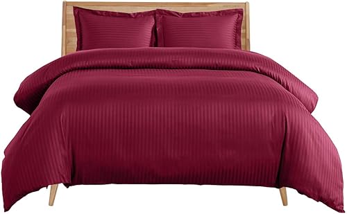 Royal Tradition El juego de edredón a rayas de damasco de 4 piezas incluye 600 hilos, funda de edredón 100% algodón tamaño Queen con fundas a juego