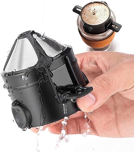 Miniatura 6 de Filtro de café portátil de acero inoxidable reutilizable, taza de gotero de café, mini plegable sin papel para verter sobre cafetera para camping,