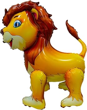 Giant Lion Balloon 4D 24 Inch Walking Lion Mylar Balloons Animal Standing Foil Balloons for Birthday Circus Forest Zoo Wildlife Theme Party Decorations Supplies