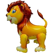 Giant Lion Balloon 4D 24 Inch Walking Lion Mylar Balloons Animal Standing Foil Balloons for Birthday Circus Forest Zoo Wildlife Theme Party Decorations Supplies
