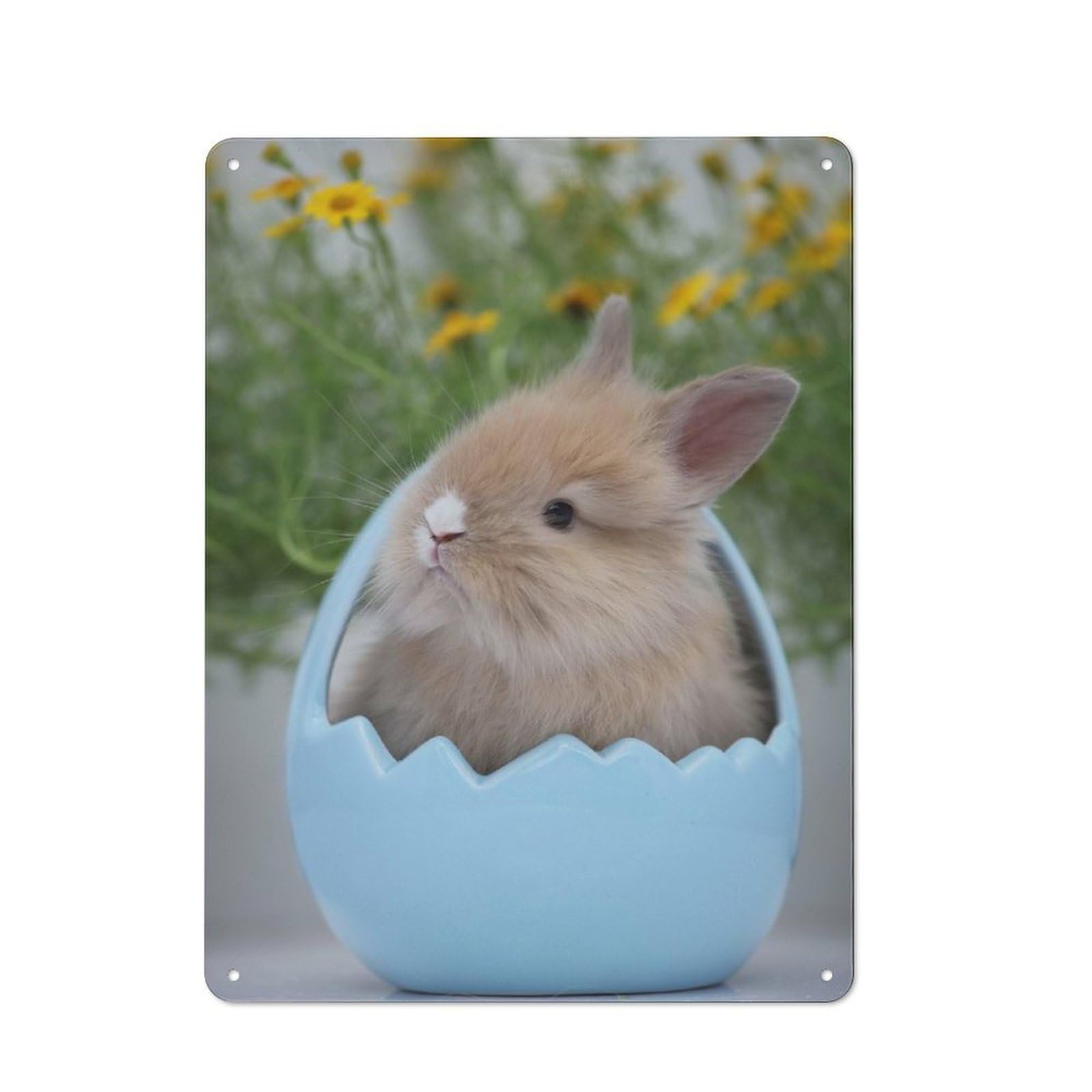 Junmoney Style-18 Easter Bunny Rustic Metal Sign 40X30cm For Dining Room Or Kitchen, Metal Sign Decor For Kitchens And Dining Spaces