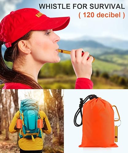 Miniatura 5 de Saco de dormir de emergencia para acampar, saco de dormir Bivvy con silbatos, ultraligero, impermeable, suministros de emergencia portátiles para