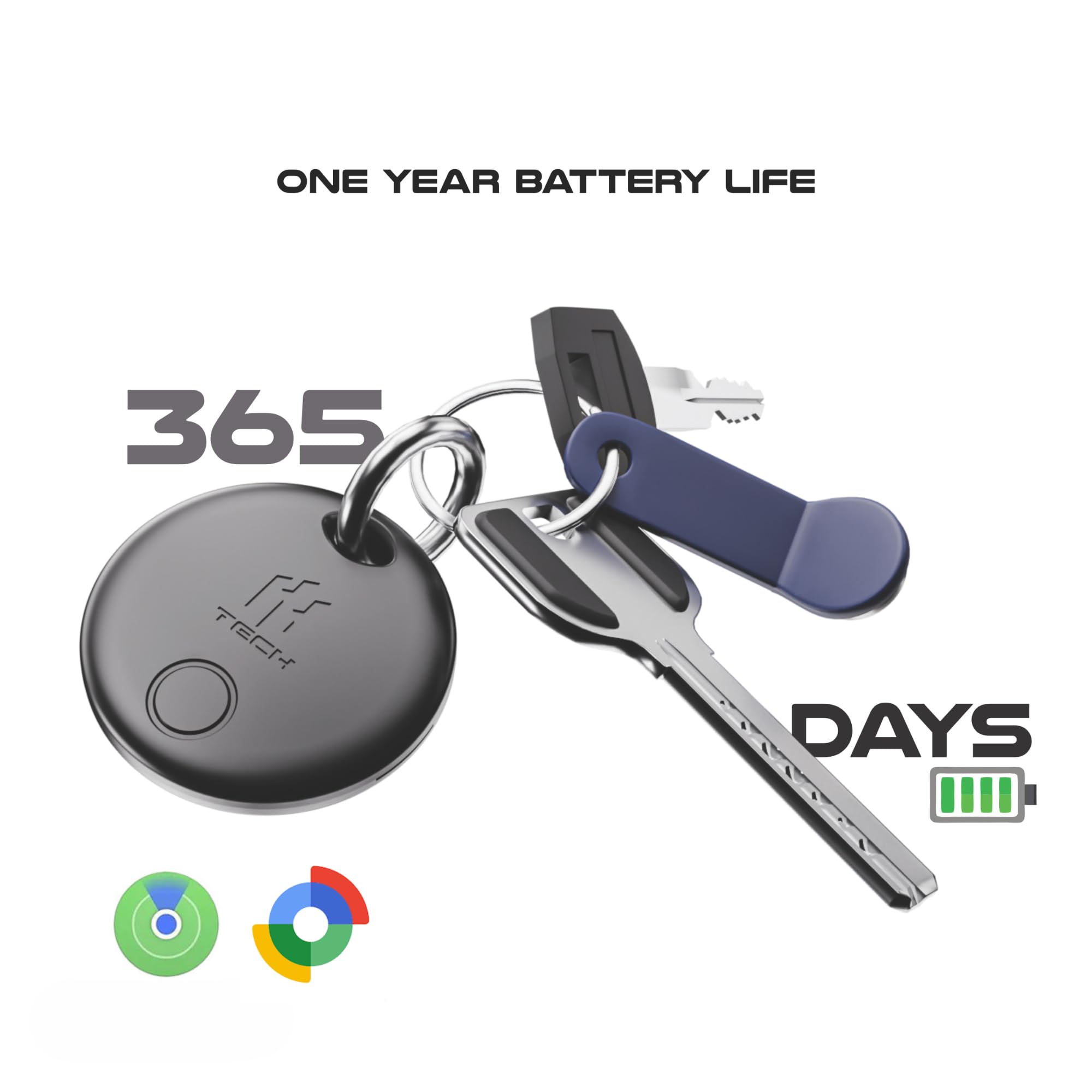HH-Tech Smart Tracker Tag (confezione da 2) Dual Sytem per dispositivi Apple e Android, batteria sostituibile, traccia facilmente il tuo portafoglio, borsa, valigia e altro con l'app Apple Find My e