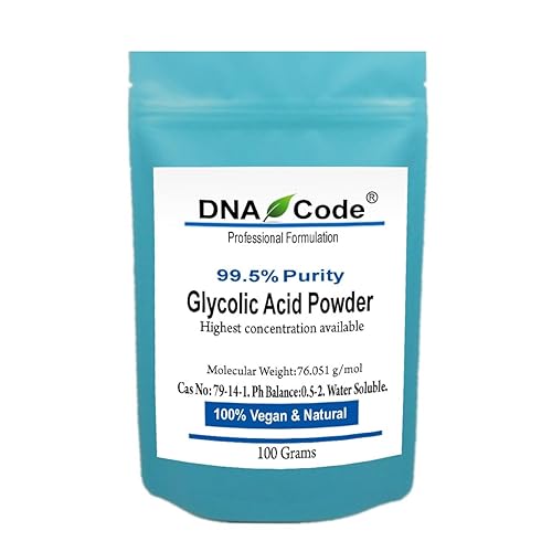 DNA Code- Polvo de cristal glicólico DIY 99.5% de pureza, grado cosmético. Haz tu propia cáscara y máscara. Añadir a crema, hidratante