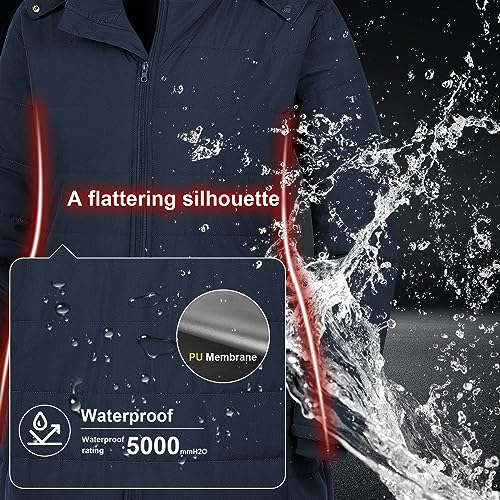 Chrisuno Women's Plus Size Winter Puffer Jacket Warm Long Winter Coats Quilted Waterproof Fleece Lined Detachable Fur Hood4