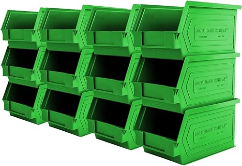 Contenedores de almacenamiento de plástico, colgantes, apilables, organizadores de almacenamiento para almacenes, talleres, 9 x 5 x 5 pulgadas,