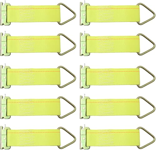 Boxer Tool E-Track - Correas de cuerda de 2 x 6 pulgadas, paquete de 10, accesorios de riel E, amarre de carga con accesorios de resorte E-Track