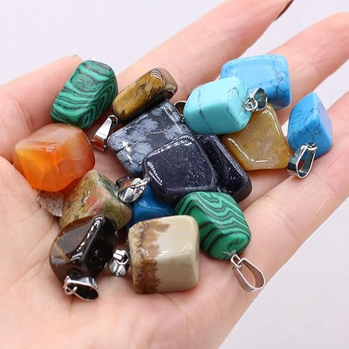 Miniatura 3 de LHJ 20 dijes de piedra natural irregulares al azar mezclados de ágata de cristal curativo para hacer joyas, collares, aretes, meditación, Piedra