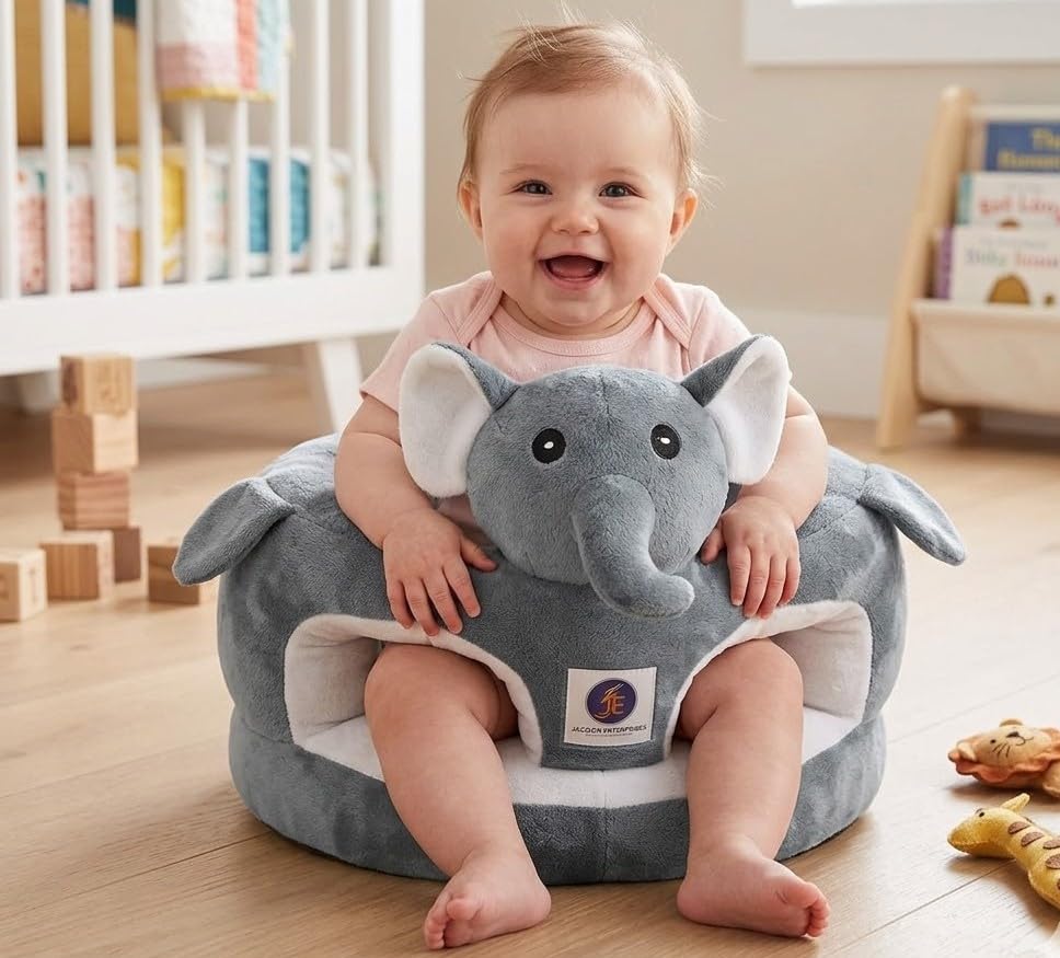 Jagdish Enterprises Cute Elephant Baby Plush Rocker Seat for Toddlers | Ultra Soft Cushioned Infant Rocking Chair with Gentle Rocking Base | Comfortable Baby Sofa Seat for Kids 0–2 Years-image-37