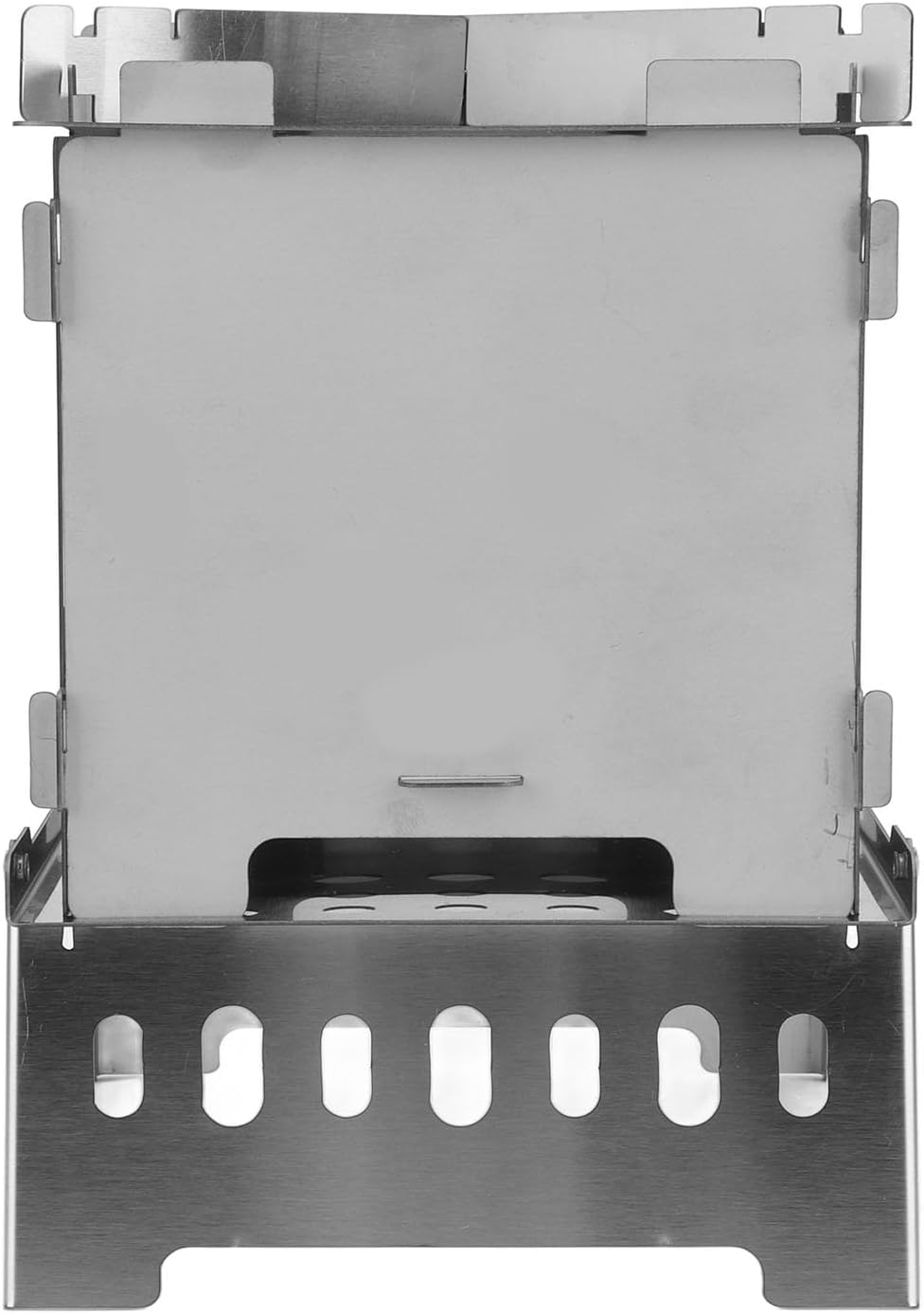 Folding Portable Backpacking Stove, Stainless Steel Windproof Wood Burning Stove with Grill Net and Wind for Outdoor Camping Hiking