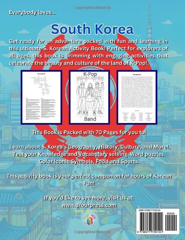 South Korea Activity Book For Kids: Learn about South Korea's History, Landmarks, Culture While Solving Word Puzzles, Mazes, Crosswords, and Coloring ... and Families (World Countries Activity Books) image 3