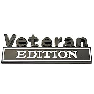 2PCS Veteran Edition Car Metal Emblem Special Decal 3D Letters Bumper Badge Truck Adhesive Conservative Stickers, Funny Decals Adhesive Fit for Vehicle, Truck, SUV, Door Decoration (Black/White)