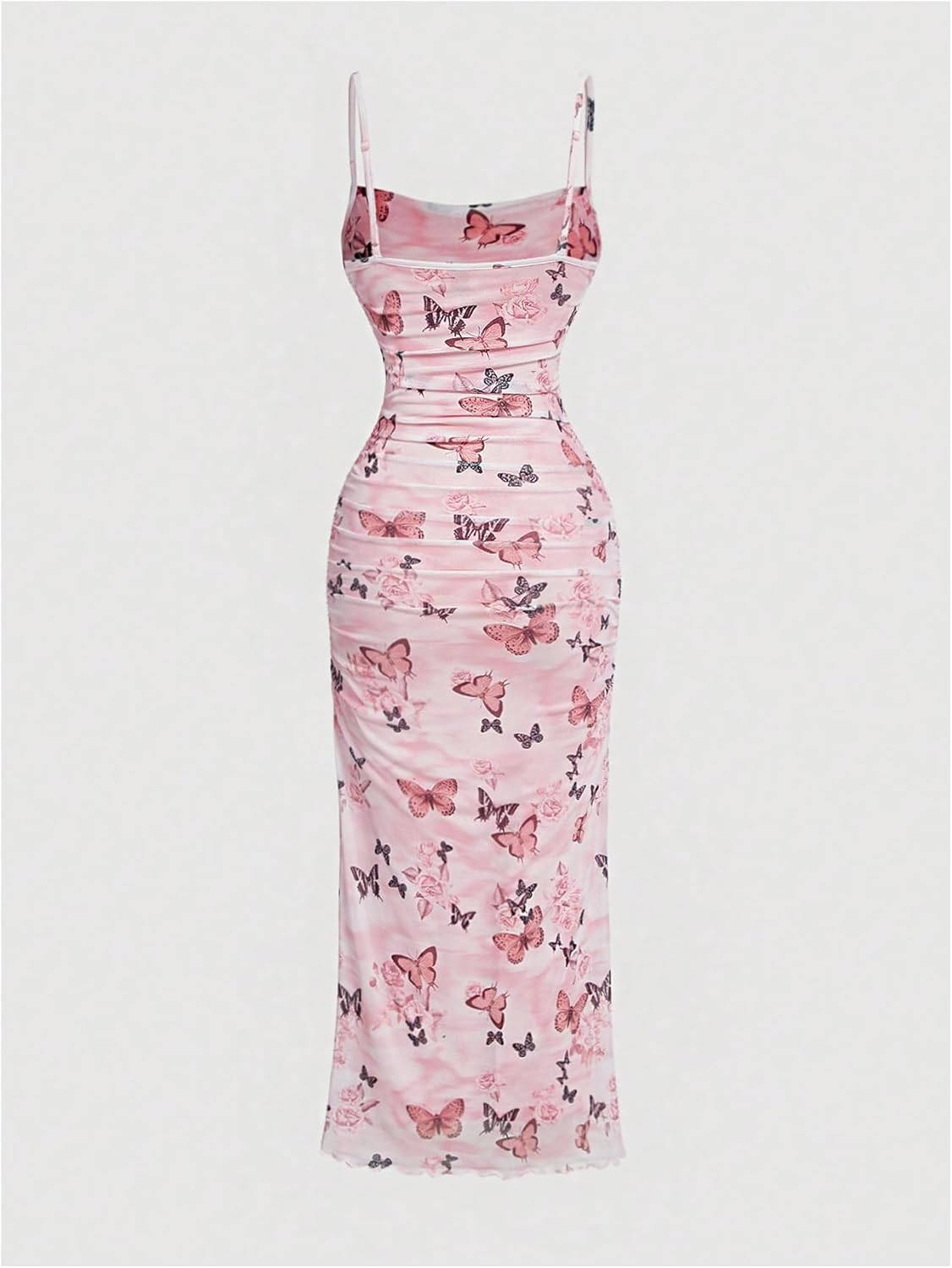 Verdusa Women's Butterfly Bodycon Midi Dress Ruched Backless Cami Long Dresses - Image 2