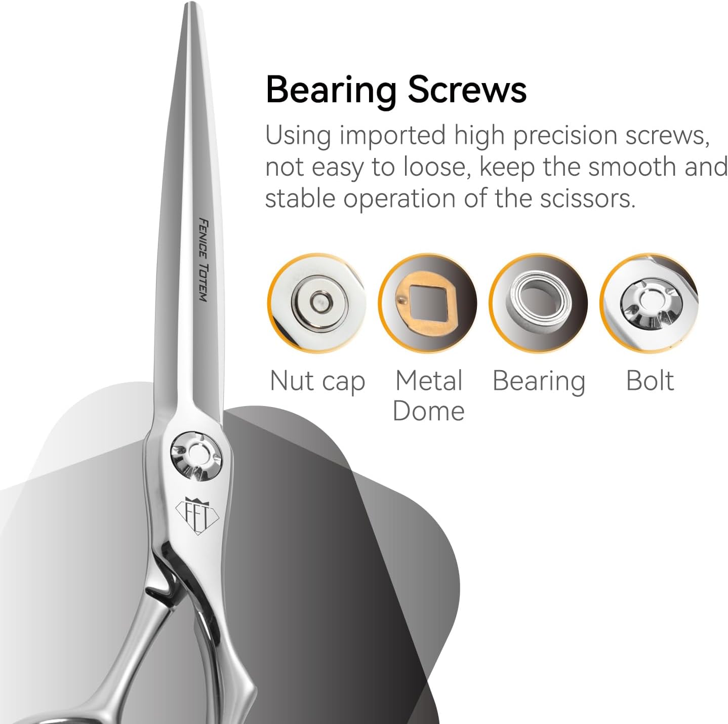 Professional Hair Cutting Scissors, JPVG10 Alloy Steel, Super Hard and Sharp (Straight, 6.5'')