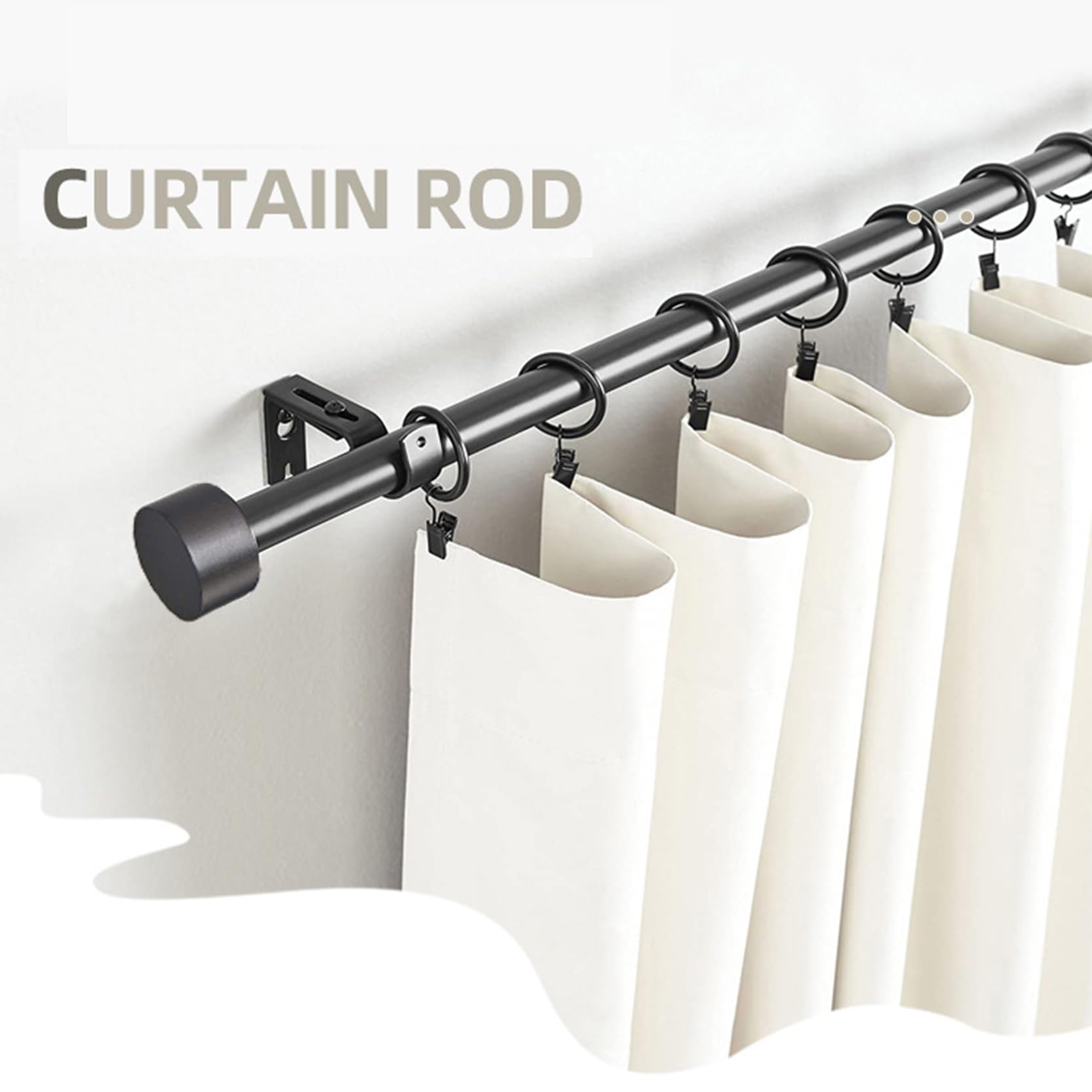 Gardinenstangen,Schwere Duschvorhangstange,Verstellbare Gardinenschiene,Teleskopstange Zum Spleißen Von Vorhängen,Metallspannstange,Deckenschiene für Fenster(Size:28-48in)