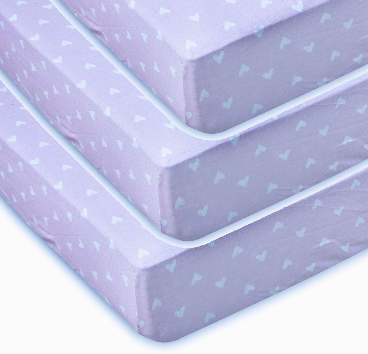 Fitted Cotton Knit Crib Sheet Standard Size Girls (Floral, Pack of 2)