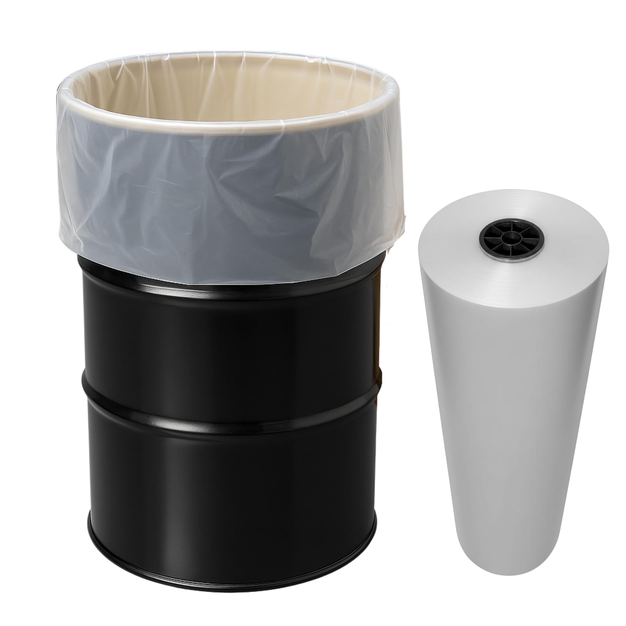 Interplas 55-Gallon Drum Liners – Extra-Durable 4 Mil LDPE – 38"x65" 150 Liners – Heavy-Duty Protection for Industrial &amp; Bulk Storage.