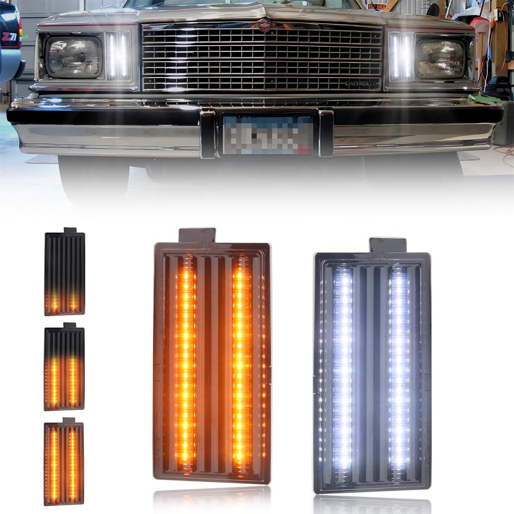 Front Parking Corner Side Marker Light Housing Compatible with GMC Caballero Malibu El Camino 1978-1979, [DOT] Turn Signal Marker Light Cover [No Bulbs], Clear Lens
