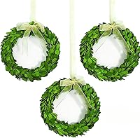 Vista 14 de BoxwoodValley - Juego de 3 coronas de hojas de arrayán preservadas, con forma de corazón para colgar en la puerta, en la pared o en la ventana.