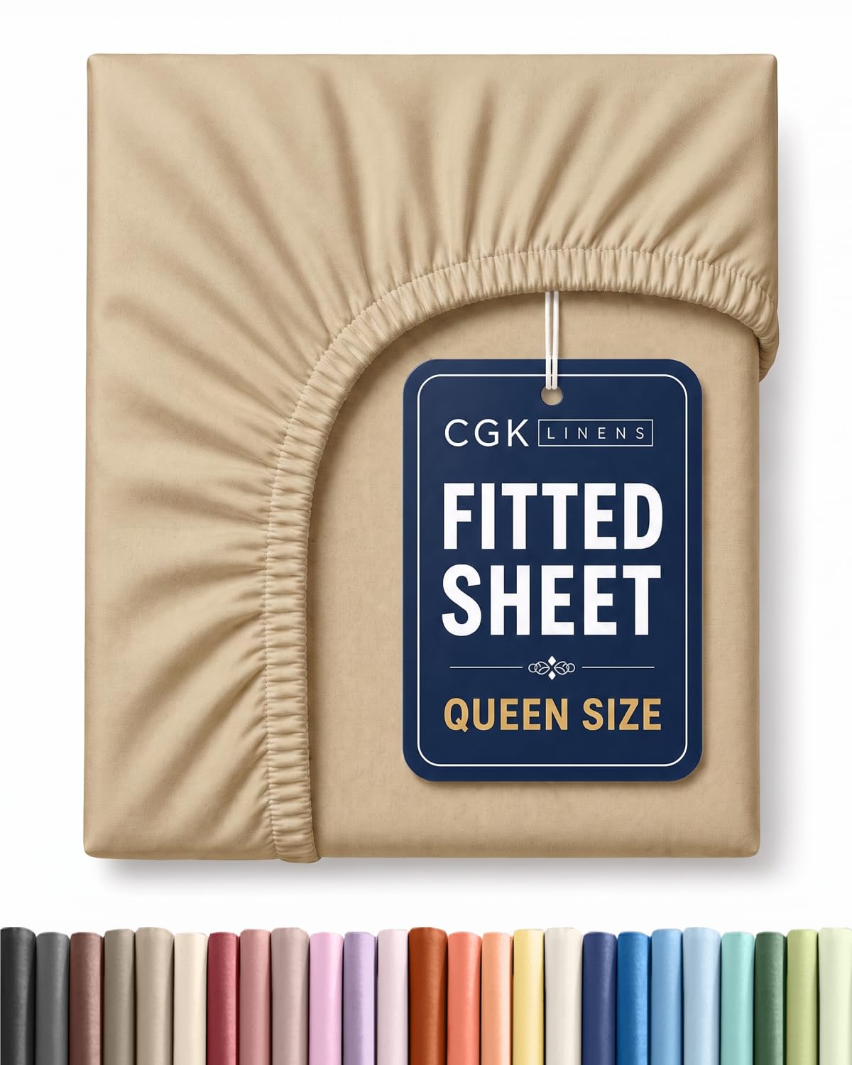 Queen Fitted Sheet - Single Fitted Sheet Only - Cooling - Heathered Tan