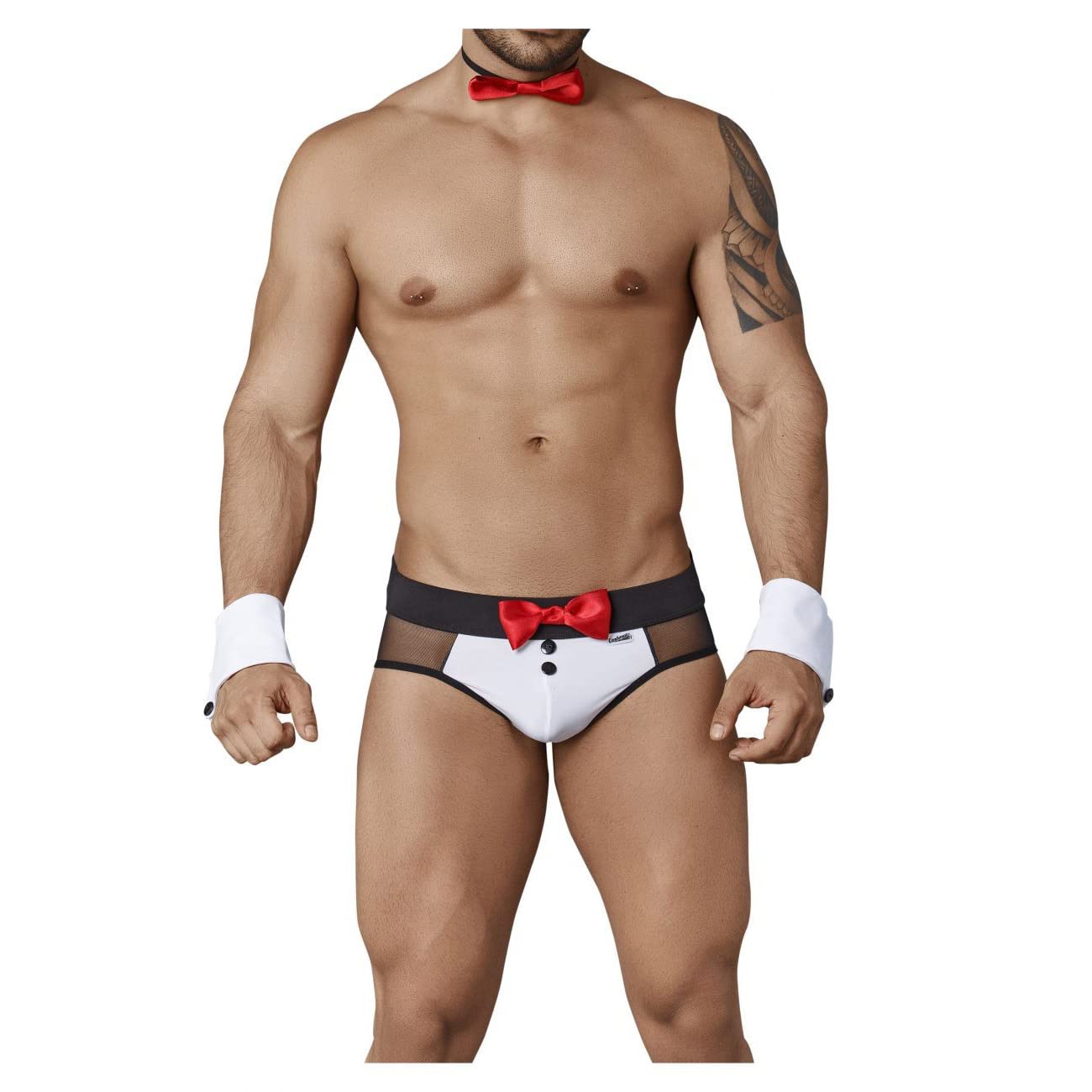 GenericSweetFlirt Men's Polyester Briefs (Pack of 1) (SWF-ML-07901-07900_BLACK-WHITE 07900_M)