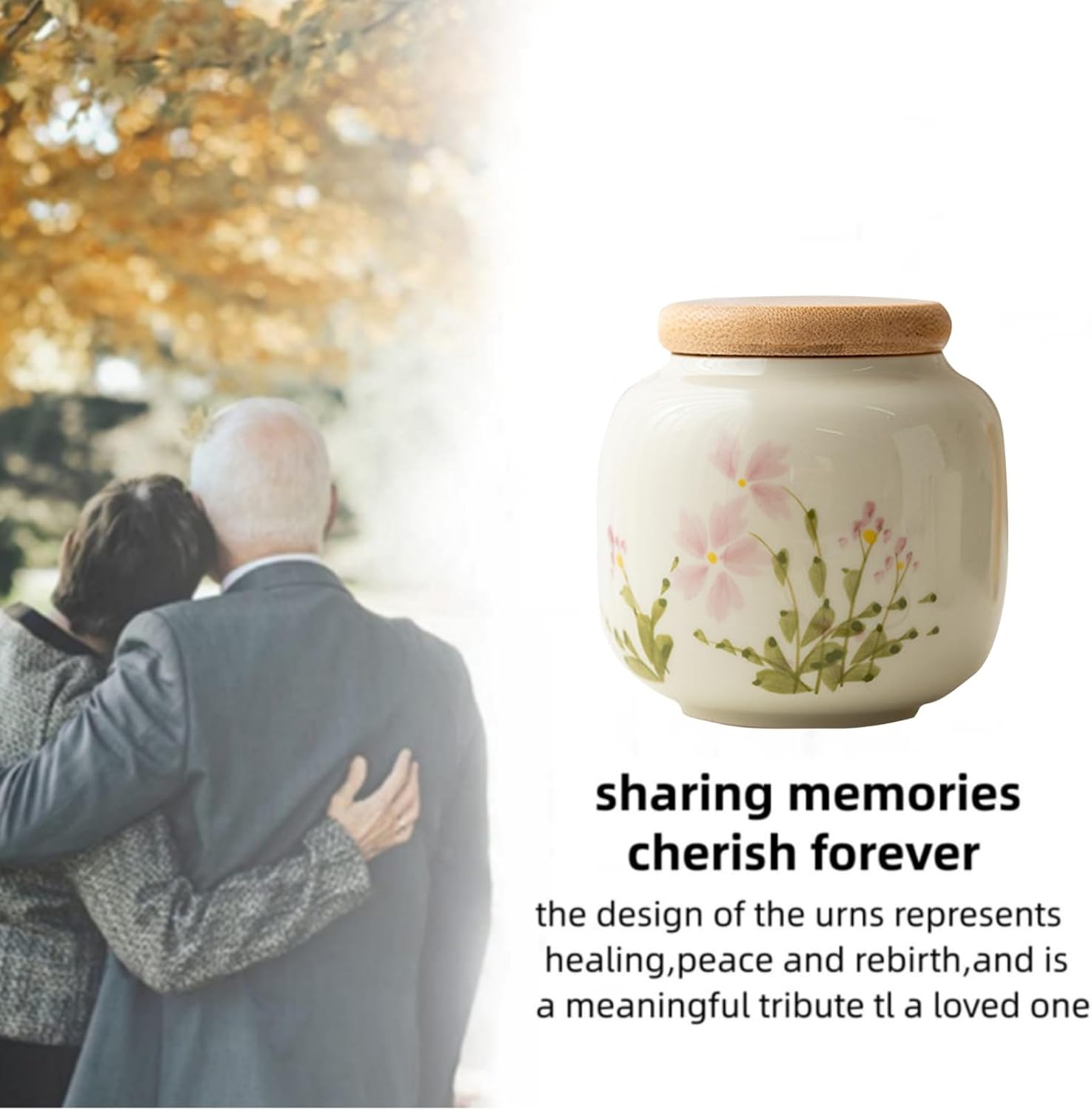 Small Urn Ashes Keepsake Daisy Flower Ceramic 3inhigh 10Cubic inches
