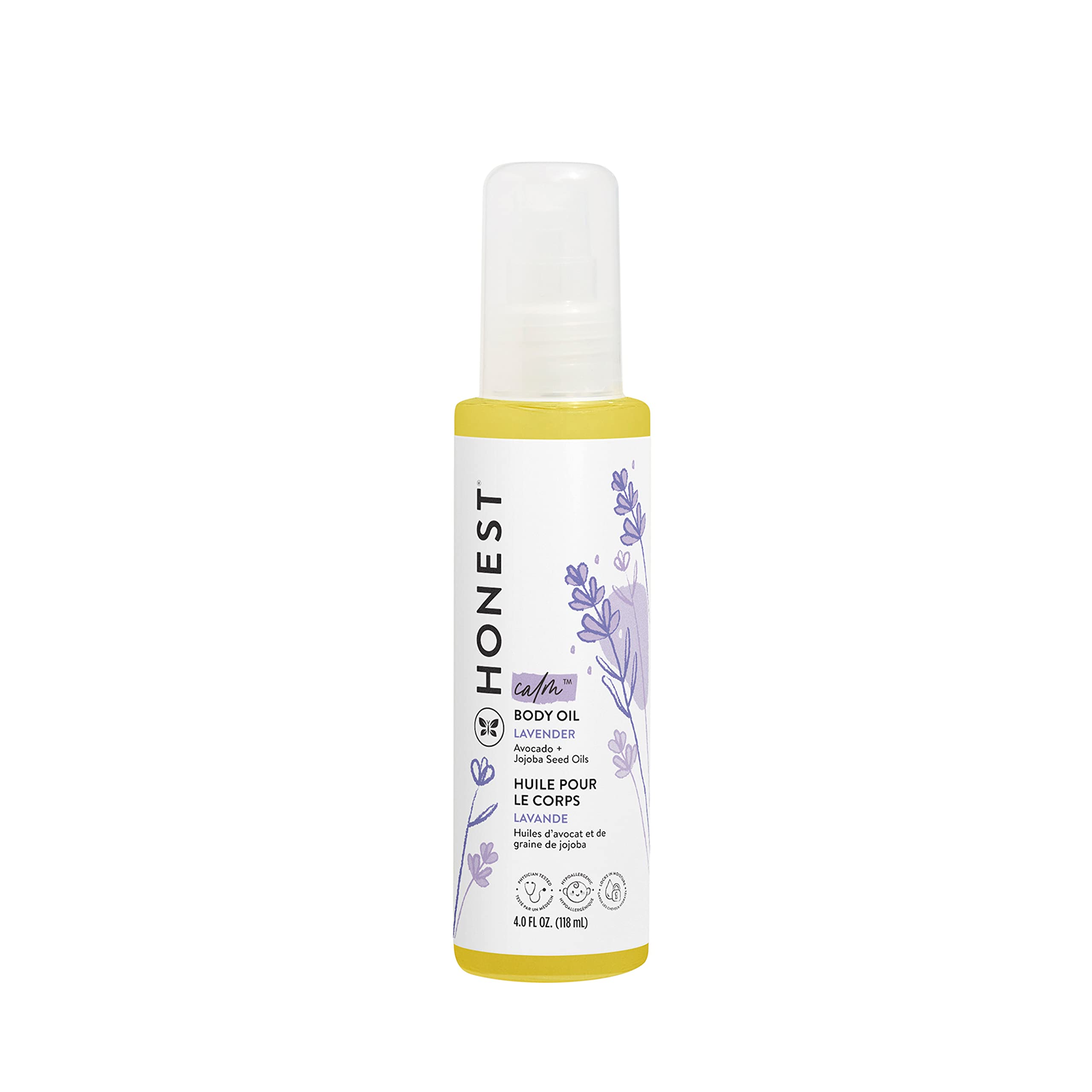 The Honest CompanyLavender Infused Calming Body Oil | Gentle for Baby | Organic, Plant-Based, Hypoallergenic | 4.0 fl oz