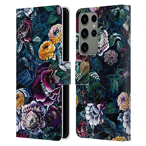Étui Samsung Galaxy S23 Ultra 5G cuir Riza Peker Fleur Foncé protège-écran portefeuille